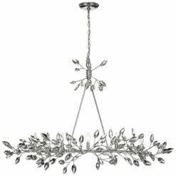 Misthaven 50"W Silver Leaf Kitchen Island Light Chandelier 6 Misthaven 50"W Silver Leaf Kitchen Island Light Chandelier -Lighting Sales Shop misthaven 50 inchw silver leaf kitchen island light chandelier 78y12