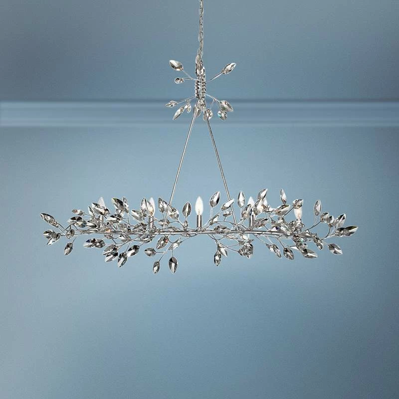 Misthaven 50"W Silver Leaf Kitchen Island Light Chandelier 3 Misthaven 50"W Silver Leaf Kitchen Island Light Chandelier