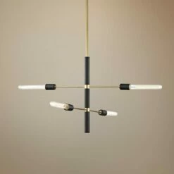 Mitzi Astrid 24"W Aged Brass And Black 4-Light Chandelier