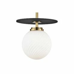 Mitzi Ellis 7" Wide Aged Brass And Black Modern LED Mini Pendant -Lighting Sales Shop mitzi ellis 7 inch wide aged brass and black modern led mini pendant 47f80views1