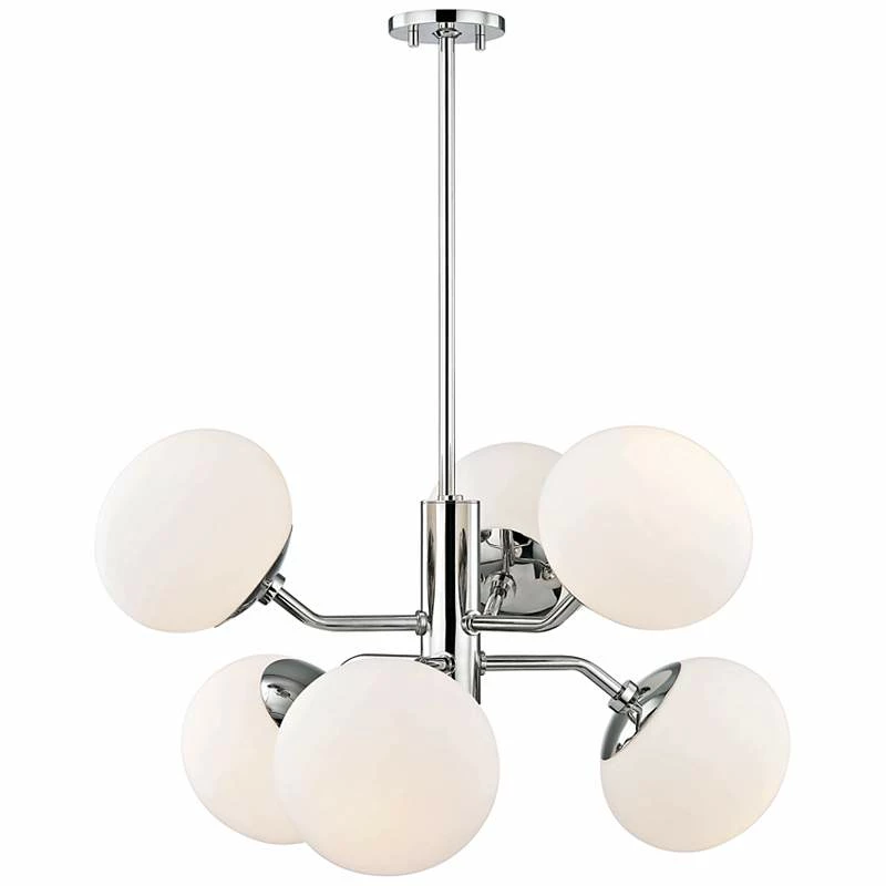 Mitzi Estee 28" Wide Polished Nickel 6-Light Chandelier 3 Mitzi Estee 28" Wide Polished Nickel 6-Light Chandelier