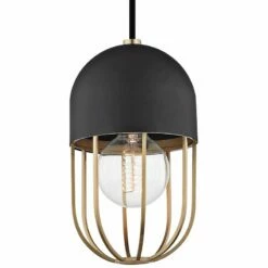 Mitzi Haley 5 1/2" Wide Aged Brass And Black Mini Pendant -Lighting Sales Shop mitzi haley 5 and one half inch wide aged brass and black mini pendant 45n21views1