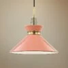 Mitzi Kiki 14" Wide Aged Brass Pendant Light W/ Pink Shade
