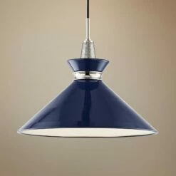 Mitzi Kiki 18"W Polished Nickel Pendant Light W/ Navy Shade