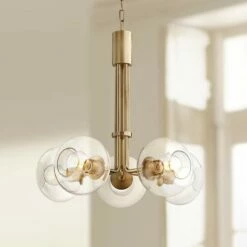 Mitzi Margot 25" Wide Aged Brass W/ Glass 5-Light Chandelier