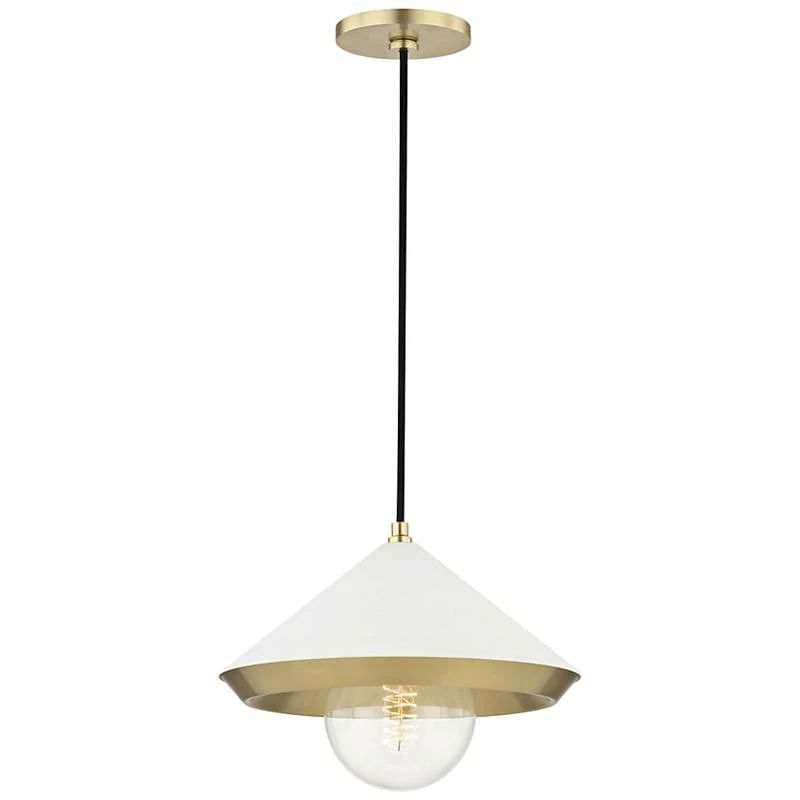 Mitzi Marnie 11 3/4"W Aged Brass Mini Pendant W/ White Shade 4 Mitzi Marnie 11 3/4"W Aged Brass Mini Pendant W/ White Shade - Image 2