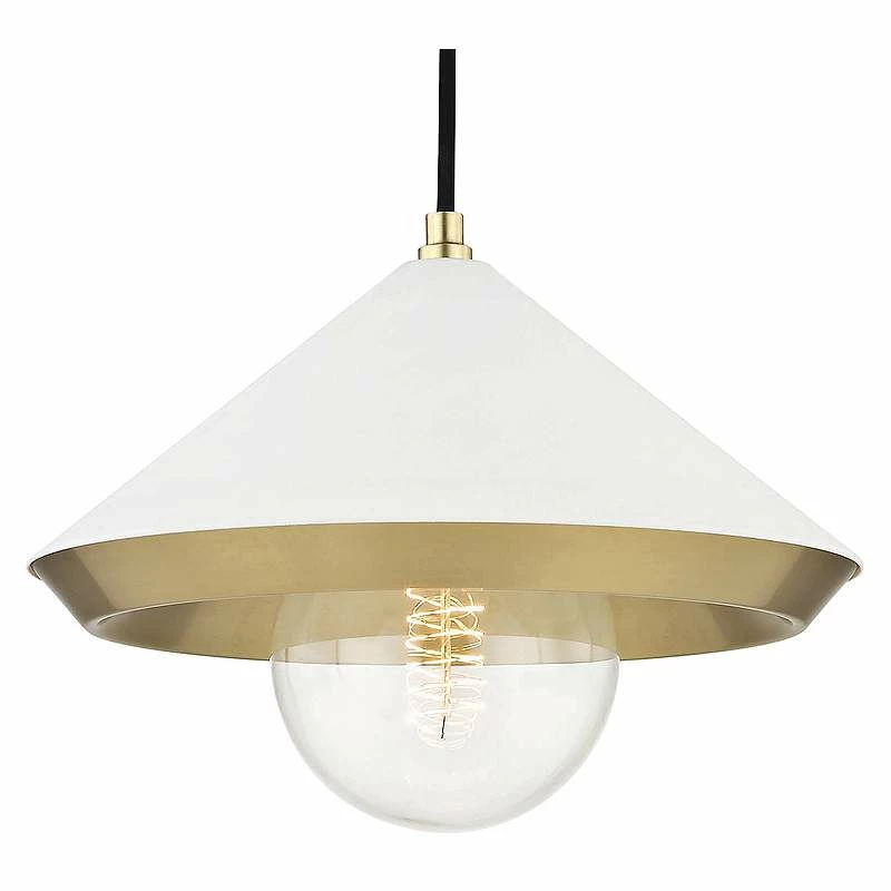Mitzi Marnie 11 3/4"W Aged Brass Mini Pendant W/ White Shade 5 Mitzi Marnie 11 3/4"W Aged Brass Mini Pendant W/ White Shade - Image 3