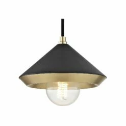 Mitzi Marnie 8" Wide Modern Black And Aged Brass Mini Pendant -Lighting Sales Shop mitzi marnie 8 inch wide modern black and aged brass mini pendant 47f14views1