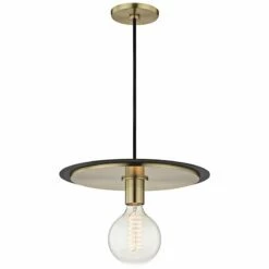Mitzi Milo 14" Wide Aged Brass And Black Pendant Light -Lighting Sales Shop mitzi milo 14 inch wide aged brass and black pendant light 47f25