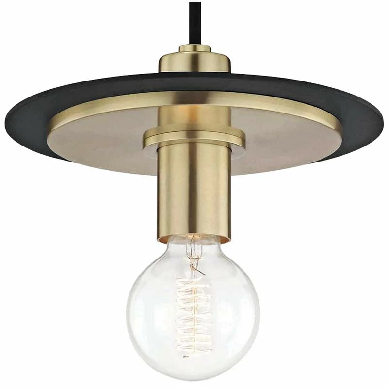 Mitzi Milo 9" Wide Aged Brass And Black Mini Pendant 5 Mitzi Milo 9" Wide Aged Brass And Black Mini Pendant - Image 3