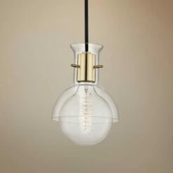 Mitzi Riley 6 1/4"W Aged Brass Mini Pendant W/ Clear Glass