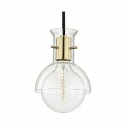 Mitzi Riley 6 1/4"W Aged Brass Mini Pendant W/ Clear Glass -Lighting Sales Shop mitzi riley 6 and one quarter inchw aged brass mini pendant w clear glass 47c46views1