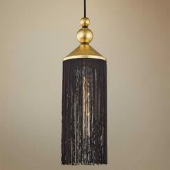 Mitzi Scarlett 5" Wide Gold Leaf And Black Mini Pendant