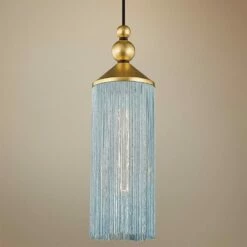 Mitzi Scarlett 5" Wide Gold Leaf And Blue Mini Pendant
