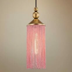 Mitzi Scarlett 5" Wide Gold Leaf And Pink Mini Pendant