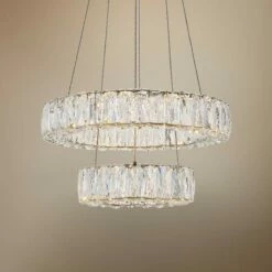 Monroe 17 3/4" Wide Gold And Crystal 2-Tier LED Chandelier