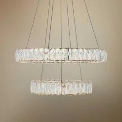 Monroe 23 1/2" Wide Gold And Crystal 2-Tier LED Chandelier