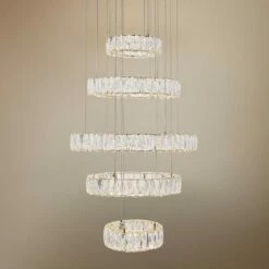 Monroe 25 1/2" Wide Gold And Crystal 5-Tier LED Chandelier