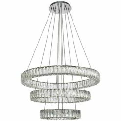 Monroe 31 1/2" Wide Chrome 3-Ring LED Chip Pendant