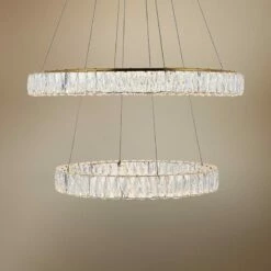 Monroe 31 1/2" Wide Gold And Crystal 2-Tier LED Chandelier