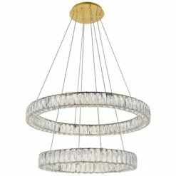 Monroe 31 1/2" Wide Gold And Crystal 2-Tier LED Chandelier -Lighting Sales Shop monroe 31 and one half inch wide gold and crystal 2 tier led chandelier 78k71views1