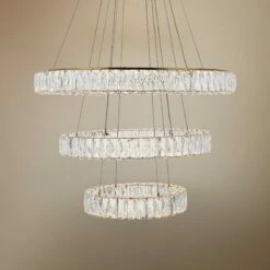 Monroe 31 1/2" Wide Gold And Crystal 3-Tier LED Chandelier