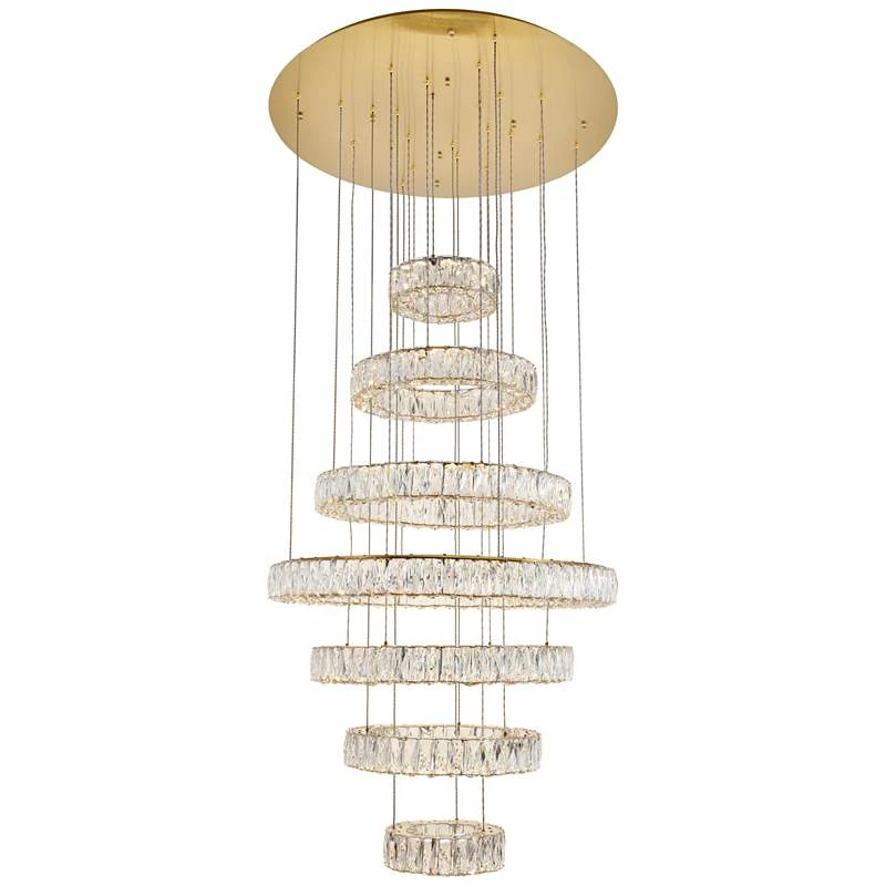 Monroe 34" Wide Gold And Crystal 7-Tier LED Chandelier 4 Monroe 34" Wide Gold And Crystal 7-Tier LED Chandelier - Image 2