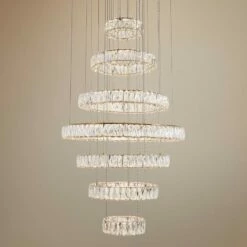 Monroe 34" Wide Gold And Crystal 7-Tier LED Chandelier
