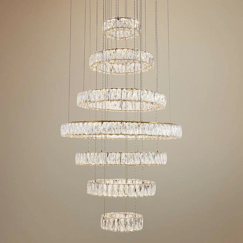 Monroe 34" Wide Gold And Crystal 7-Tier LED Chandelier 3 Monroe 34" Wide Gold And Crystal 7-Tier LED Chandelier