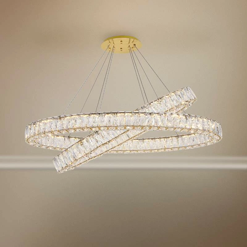 Monroe 41" Wide Gold And Crystal 2-Tier Oval LED Chandelier 3 Monroe 41" Wide Gold And Crystal 2-Tier Oval LED Chandelier
