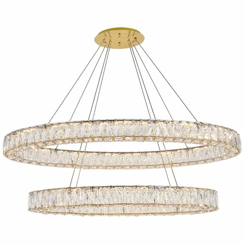 Monroe 41" Wide Gold And Crystal 2-Tier Oval LED Chandelier 5 Monroe 41" Wide Gold And Crystal 2-Tier Oval LED Chandelier - Image 3