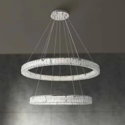 Monroe 42" Wide Chrome And Crystal 2-Tier LED Chandelier