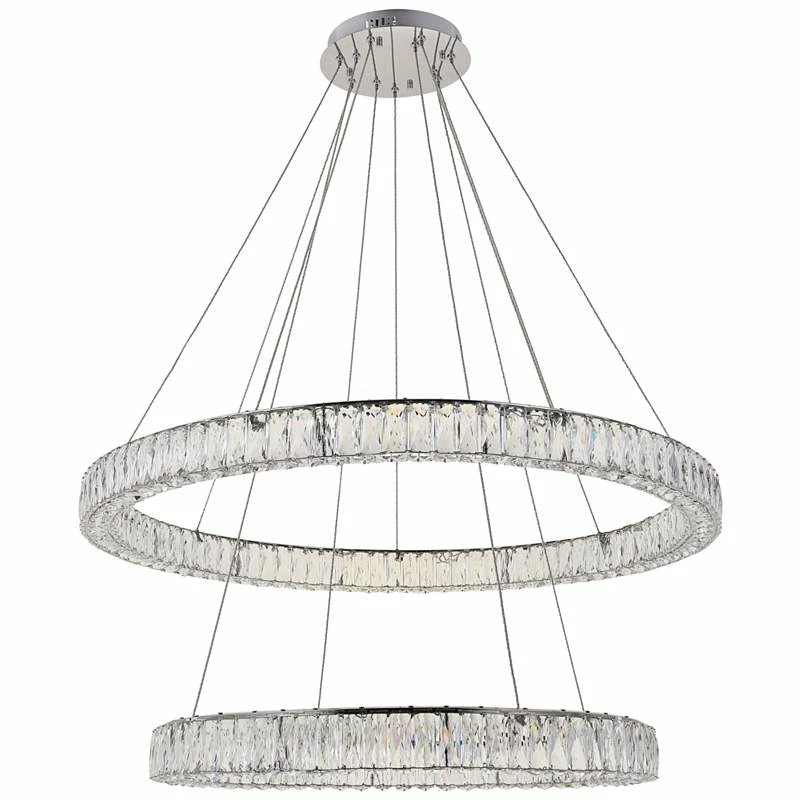 Monroe 42" Wide Chrome And Crystal 2-Tier LED Chandelier 8 Monroe 42" Wide Chrome And Crystal 2-Tier LED Chandelier - Image 6