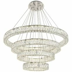 Monroe 42" Wide Chrome And Crystal 4-Tier LED Chandelier -Lighting Sales Shop monroe 42 inch wide chrome and crystal 4 tier led chandelier 77h98