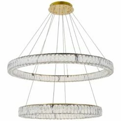 Monroe 42" Wide Gold And Crystal 2-Tier LED Ring Chandelier -Lighting Sales Shop monroe 42 inch wide gold and crystal 2 tier led ring chandelier 79x03views1