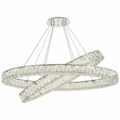 Monroe 48" Wide Chrome And Crystal 2-Tier Oval LED Chandelier -Lighting Sales Shop monroe 48 inch wide chrome and crystal 2 tier oval led chandelier 78k89views1