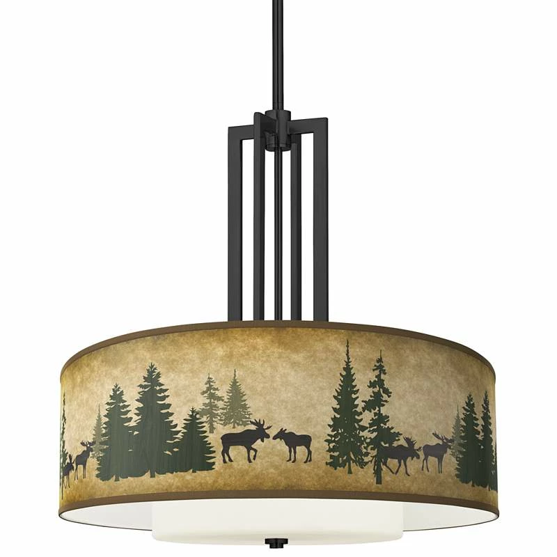 Moose Lodge Carey 24" Black 4-Light Chandelier 3 Moose Lodge Carey 24" Black 4-Light Chandelier