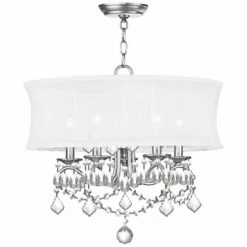 New Castle 20" Wide Brushed Nickel And Crystal Chandelier With Shade -Lighting Sales Shop new castle 20 inch wide brushed nickel and crystal chandelier with shade 7m038