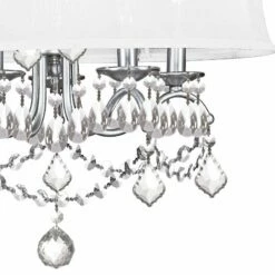 New Castle 20" Wide Brushed Nickel And Crystal Chandelier With Shade -Lighting Sales Shop new castle 20 inch wide brushed nickel and crystal chandelier with shade 7m038views1