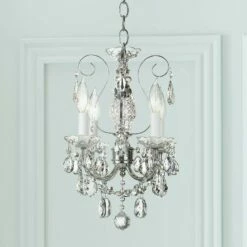 New Orleans 12" Wide Silver Hand-Cut Crystal Mini Chandelier