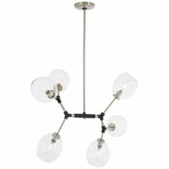 Nexpo 21 1/2" Wide Brushed Nickel And Black 6-Light Pendant