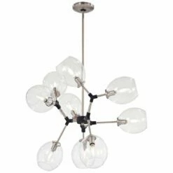 Nexpo 30" Wide Brushed Nickel And Black 9-Light Chandelier