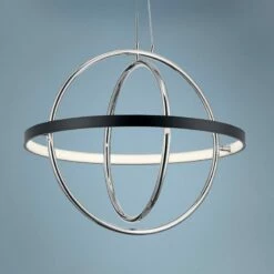 ELAN Orb 21 1/4" Wide Matte Black And Polished Nickel LED Pendant