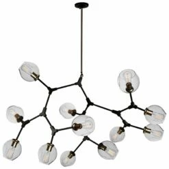 Organic 55" Wide Black And Vintage Brass 12-Light Chandelier -Lighting Sales Shop organic 55 inch wide black and vintage brass 12 light chandelier 35t25views2