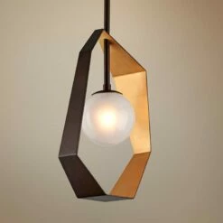 Troy Origami 11 1/2" Wide Bronze LED Mini Pendant