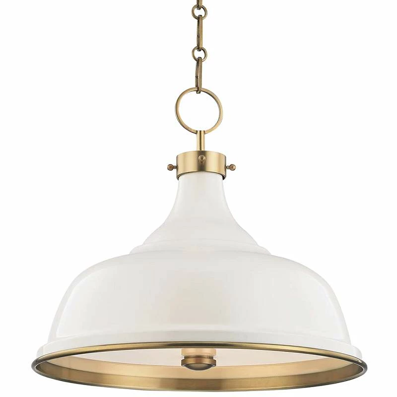 Painted No.1 18"W Aged Brass Pendant With Off-White Shade 4 Painted No.1 18"W Aged Brass Pendant With Off-White Shade - Image 2