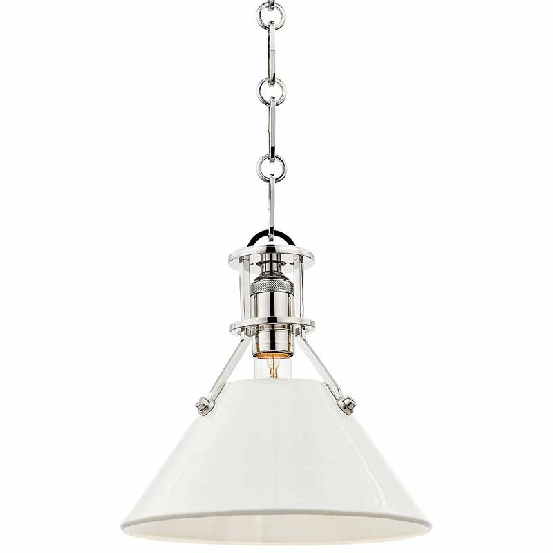 Painted No.2 9 1/2"W Nickel Mini Pendant W/ Off-White Shade 4 Painted No.2 9 1/2"W Nickel Mini Pendant W/ Off-White Shade - Image 2