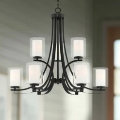 Parsons Studio 31 1/2"W Sand Coal 9-Light 2-Tier Chandelier