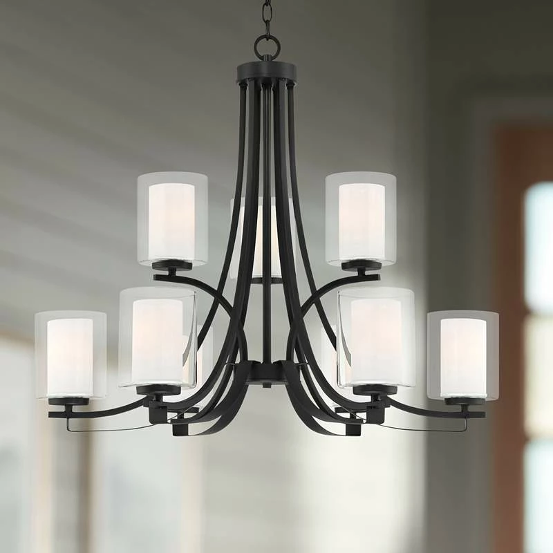 Parsons Studio 31 1/2"W Sand Coal 9-Light 2-Tier Chandelier 3 Parsons Studio 31 1/2"W Sand Coal 9-Light 2-Tier Chandelier