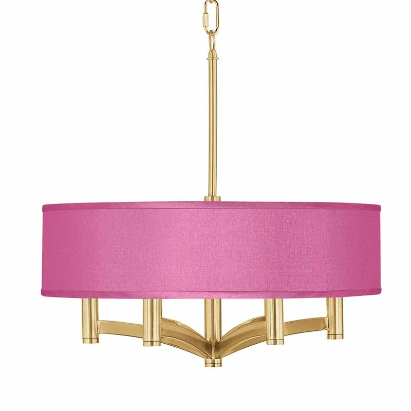 Pink Orchid Faux Silk Ava 6-Light Gold Pendant Chandelier 3 Pink Orchid Faux Silk Ava 6-Light Gold Pendant Chandelier